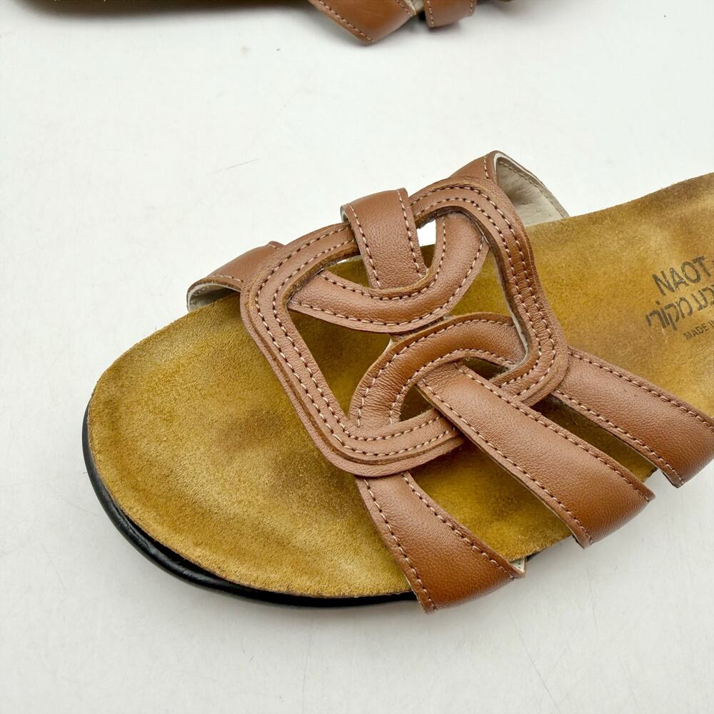 Naot Brown Leather Slide Sandals - Picture 12 of 14